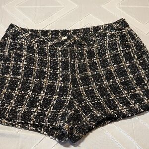 Umgee Black and White Tweed High Waist Shorts